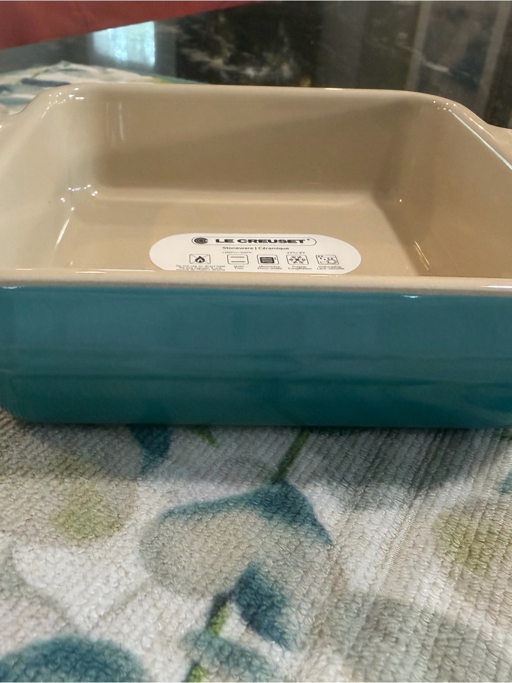 NEW RARE Le Creuset Square Baker in RETIRED Caribbean Teal Blue 14cm